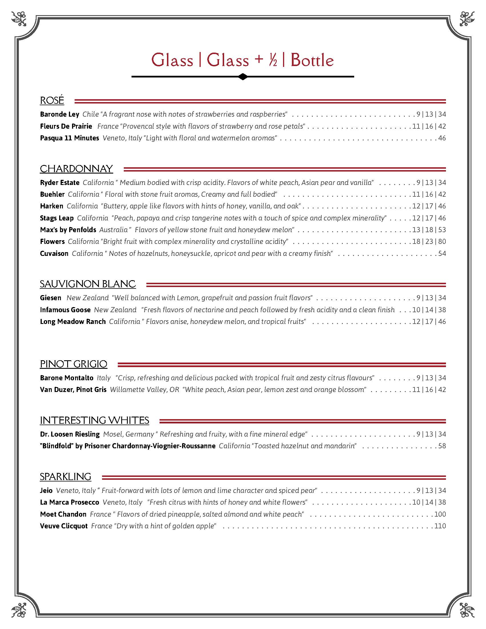 Cocktail Bar Roswell GA Red and White Wines